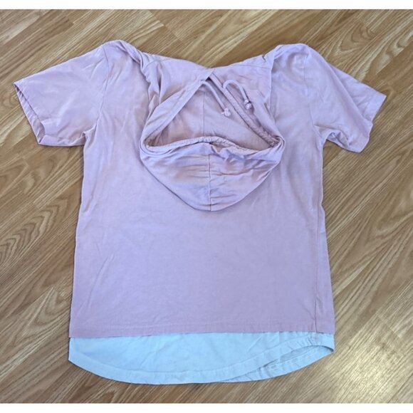 Bluenotes Longline M/M Hooded T-Shirt Pink White Short Sleeve - Picture 3 of 4